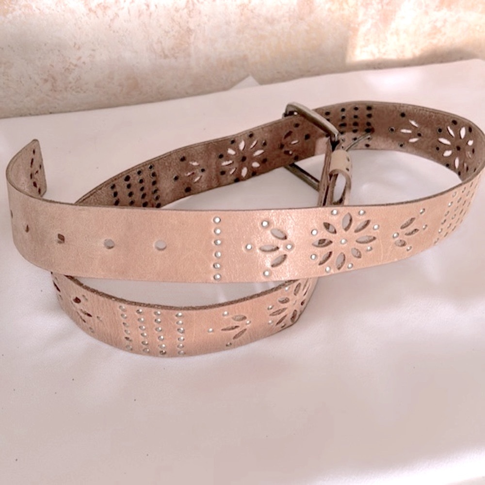 Calvin Klein Vintage Studded 90s Belt Leather Rodeo  Cowgirl Tan Boho Medium